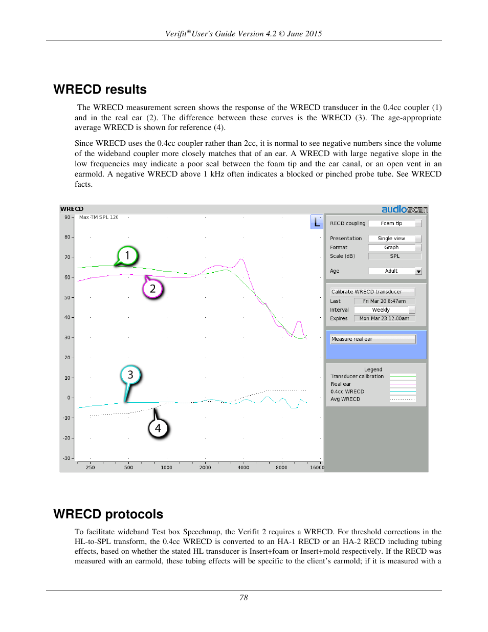Wrecd results, Wrecd protocols | Audioscan Verifit 2 User Manual | Page 78 / 156