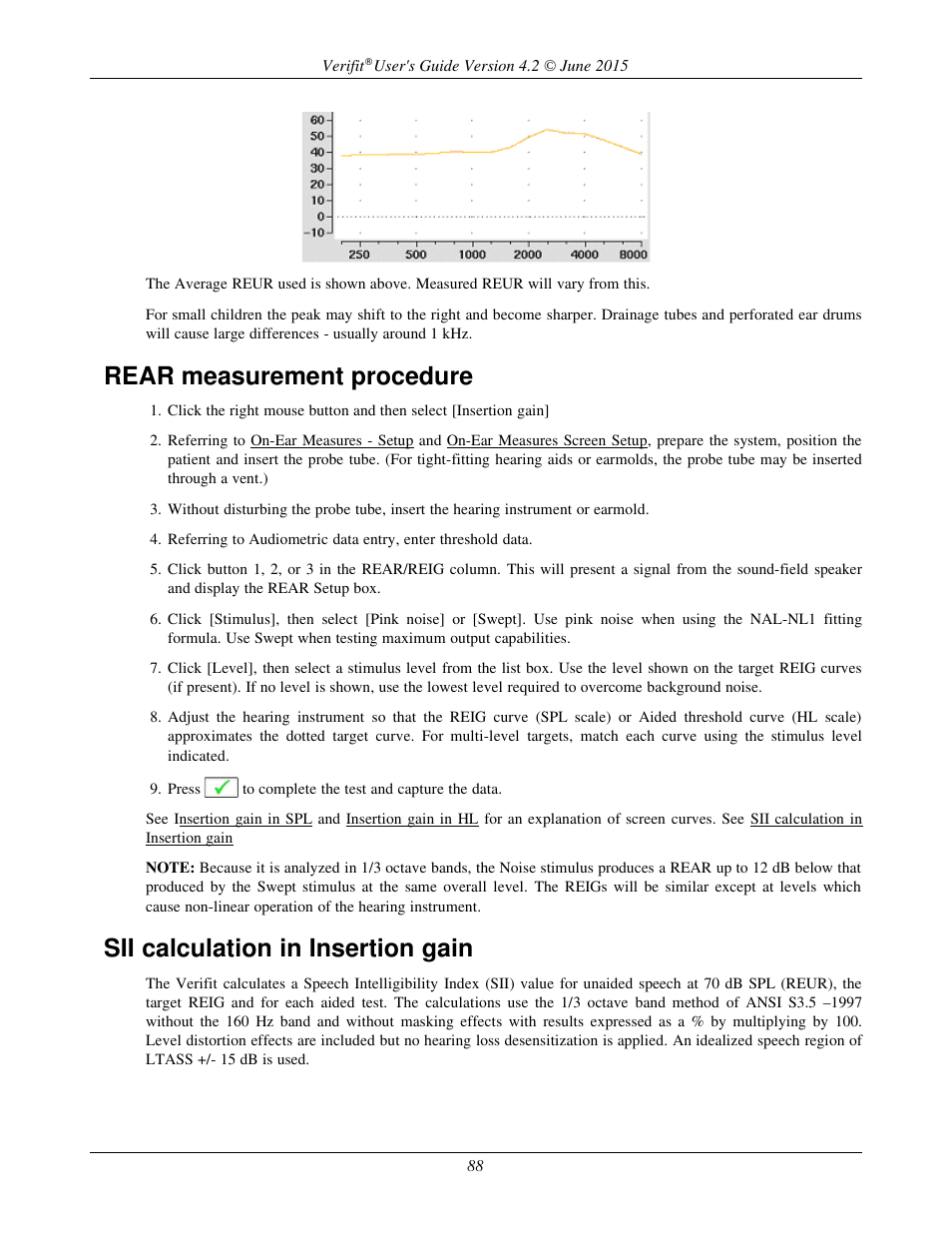 Rear measurement procedure, Sii calculation in insertion gain | Audioscan Verifit 2 User Manual | Page 88 / 156