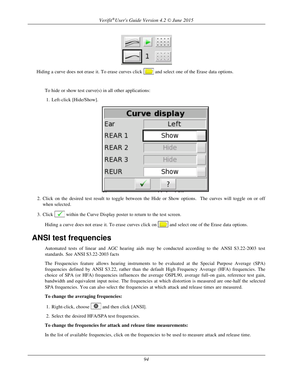 Ansi test frequencies | Audioscan Verifit 2 User Manual | Page 94 / 156