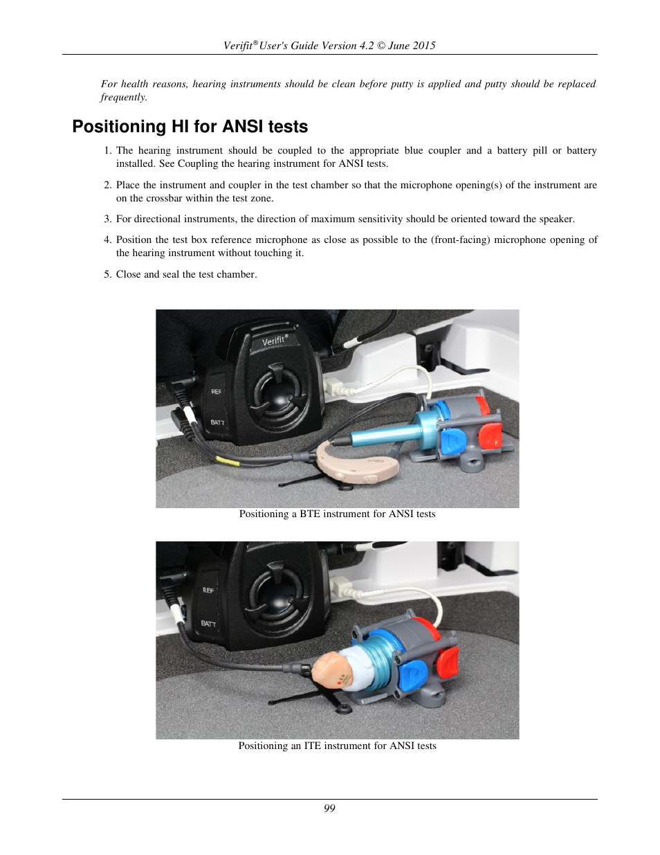 Positioning hi for ansi tests | Audioscan Verifit 2 User Manual | Page 99 / 156