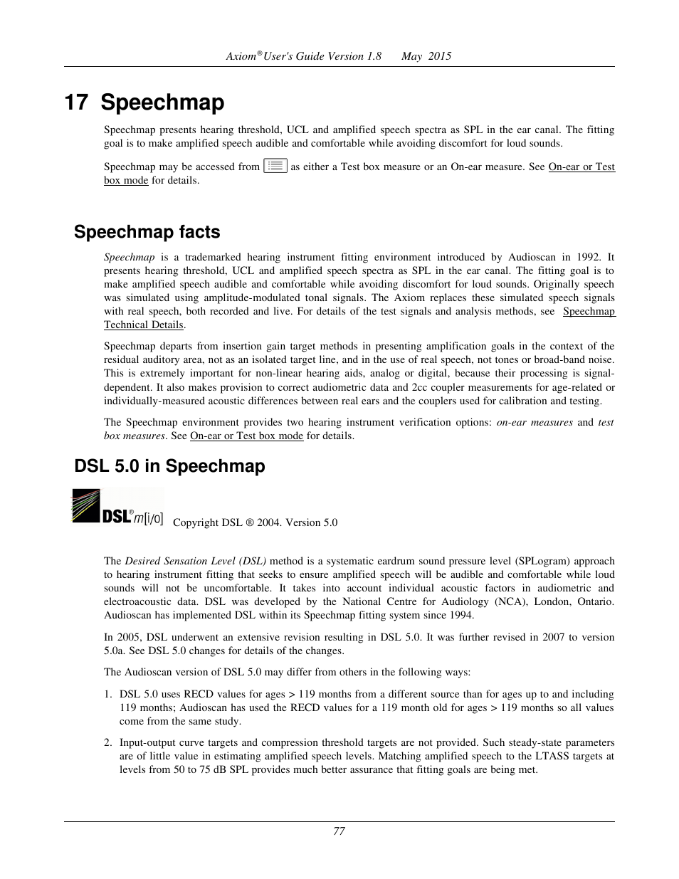 Dsl 5.0 changes, Nal-nl1 in speechmap, Nal-nl2 in speechmap | 17 speechmap, Speechmap facts, Dsl 5.0 in speechmap | Audioscan Axiom User Manual | Page 77 / 130