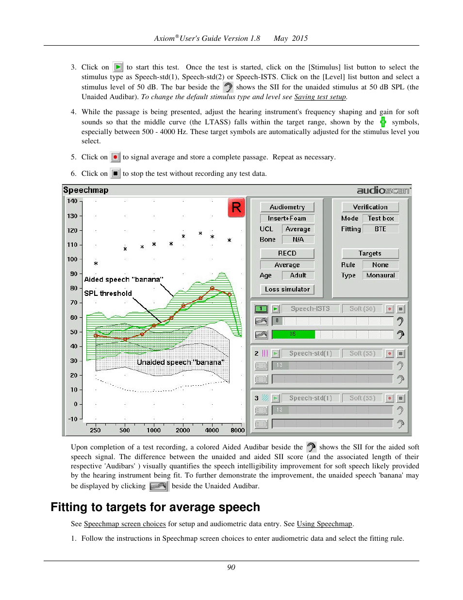 Fitting to targets for average speech | Audioscan Axiom User Manual | Page 90 / 130