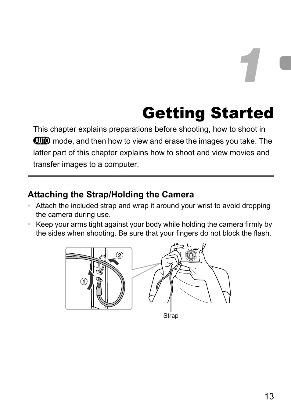 1 getting started, Getting started | Canon IXUS 115 HS User Manual | Page 13 / 209