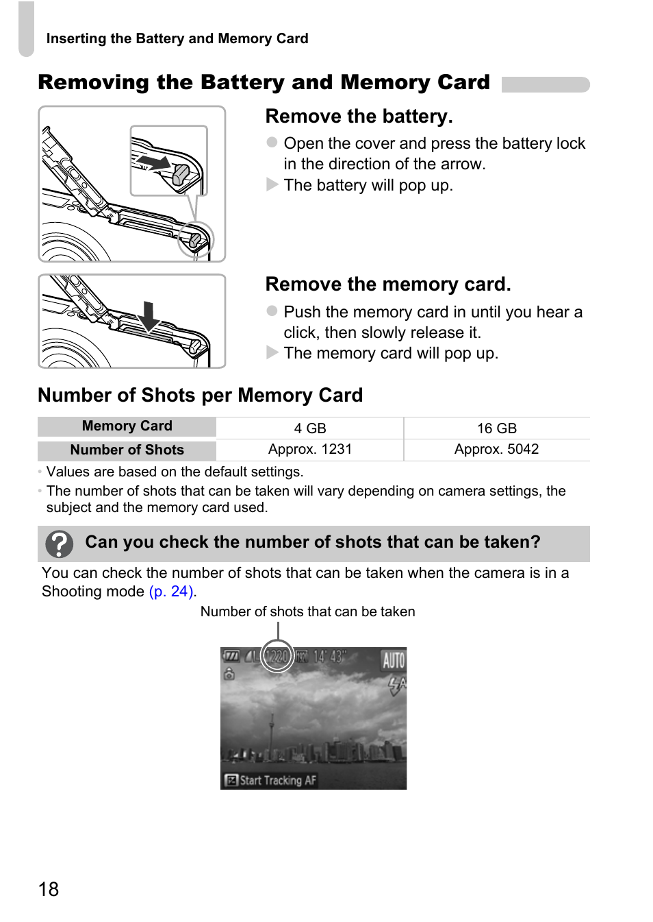 Remove the battery | Canon IXUS 115 HS User Manual | Page 18 / 209