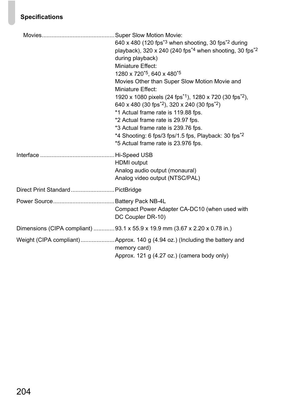 Canon IXUS 115 HS User Manual | Page 204 / 209