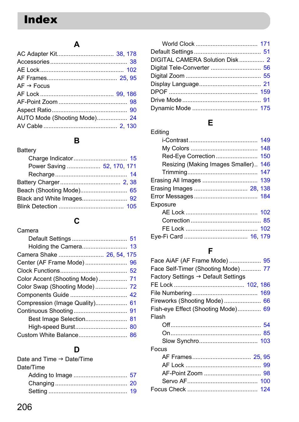 Index | Canon IXUS 115 HS User Manual | Page 206 / 209