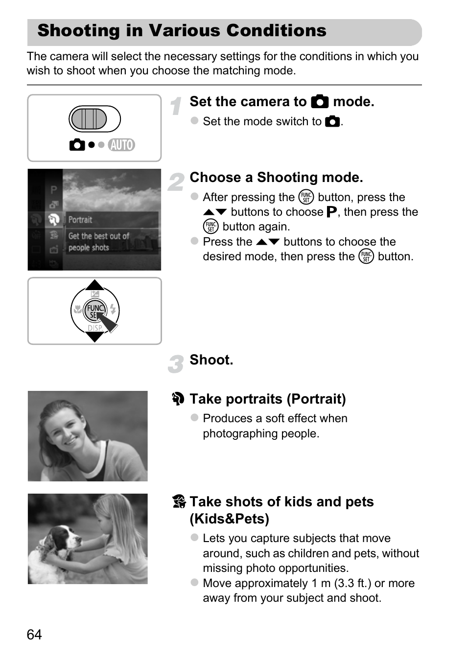 Shooting in various conditions, P. 64) | Canon IXUS 115 HS User Manual | Page 64 / 209