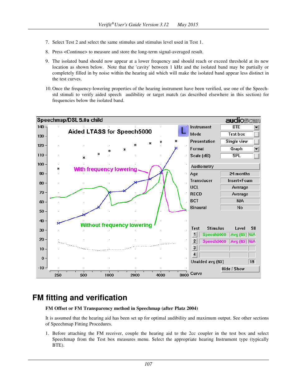 Fm fitting and verification | Audioscan Verifit User Manual | Page 107 / 155