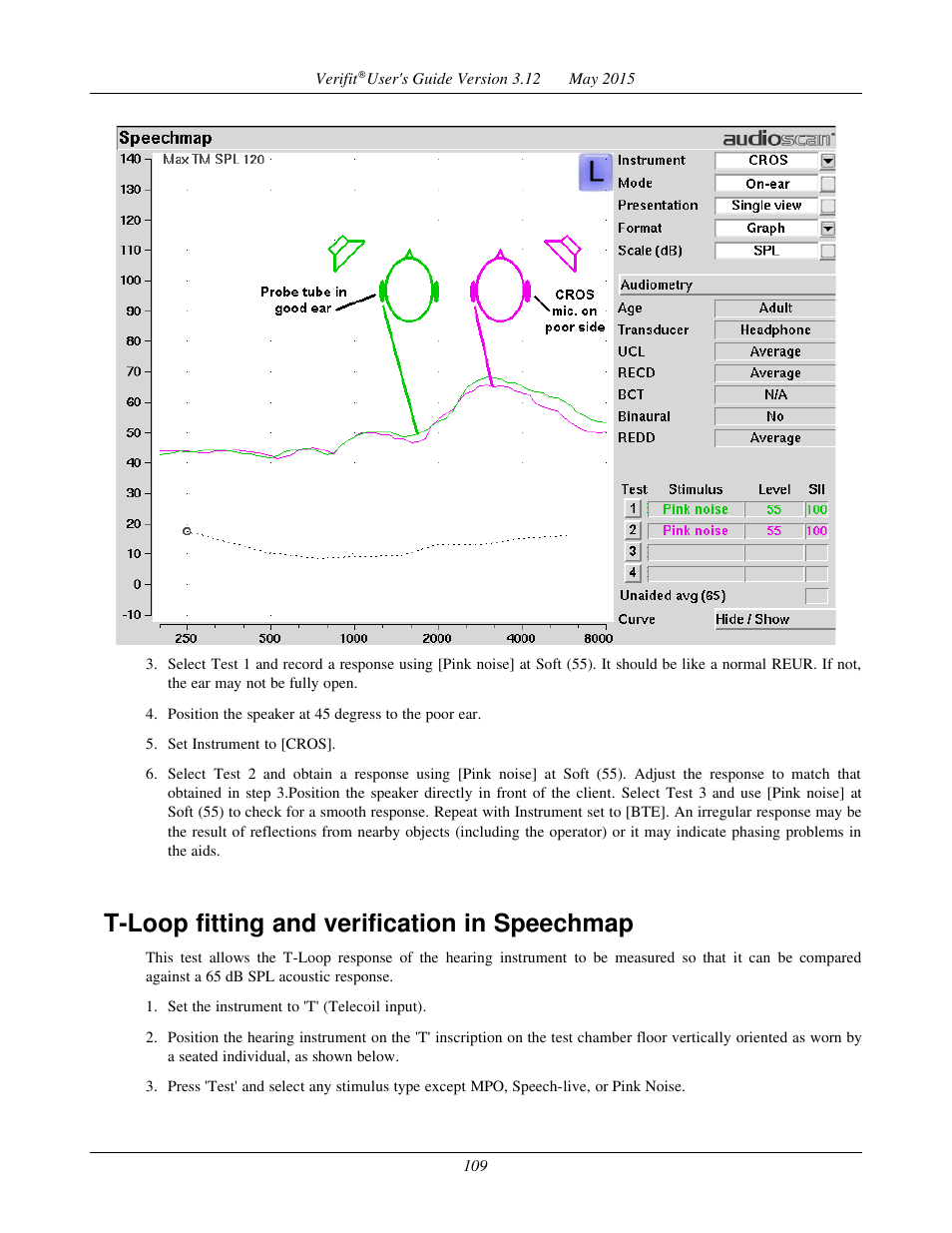 T-loop fitting and verification in speechmap | Audioscan Verifit User Manual | Page 109 / 155