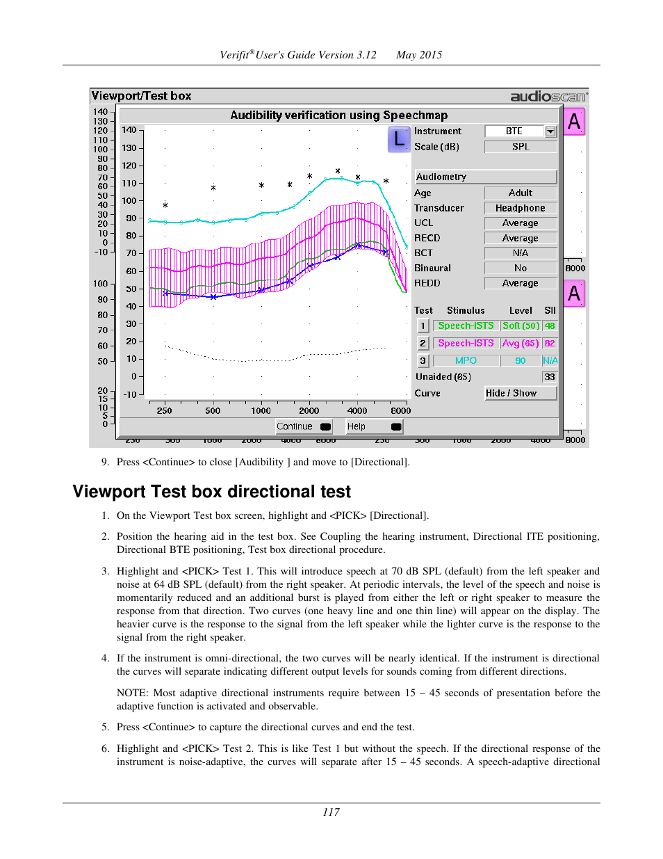 Viewport test box directional test | Audioscan Verifit User Manual | Page 117 / 155