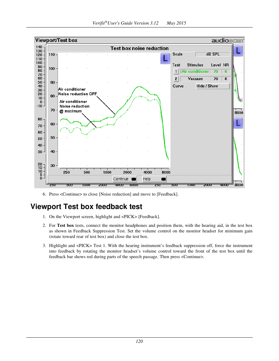 Viewport test box feedback test | Audioscan Verifit User Manual | Page 120 / 155