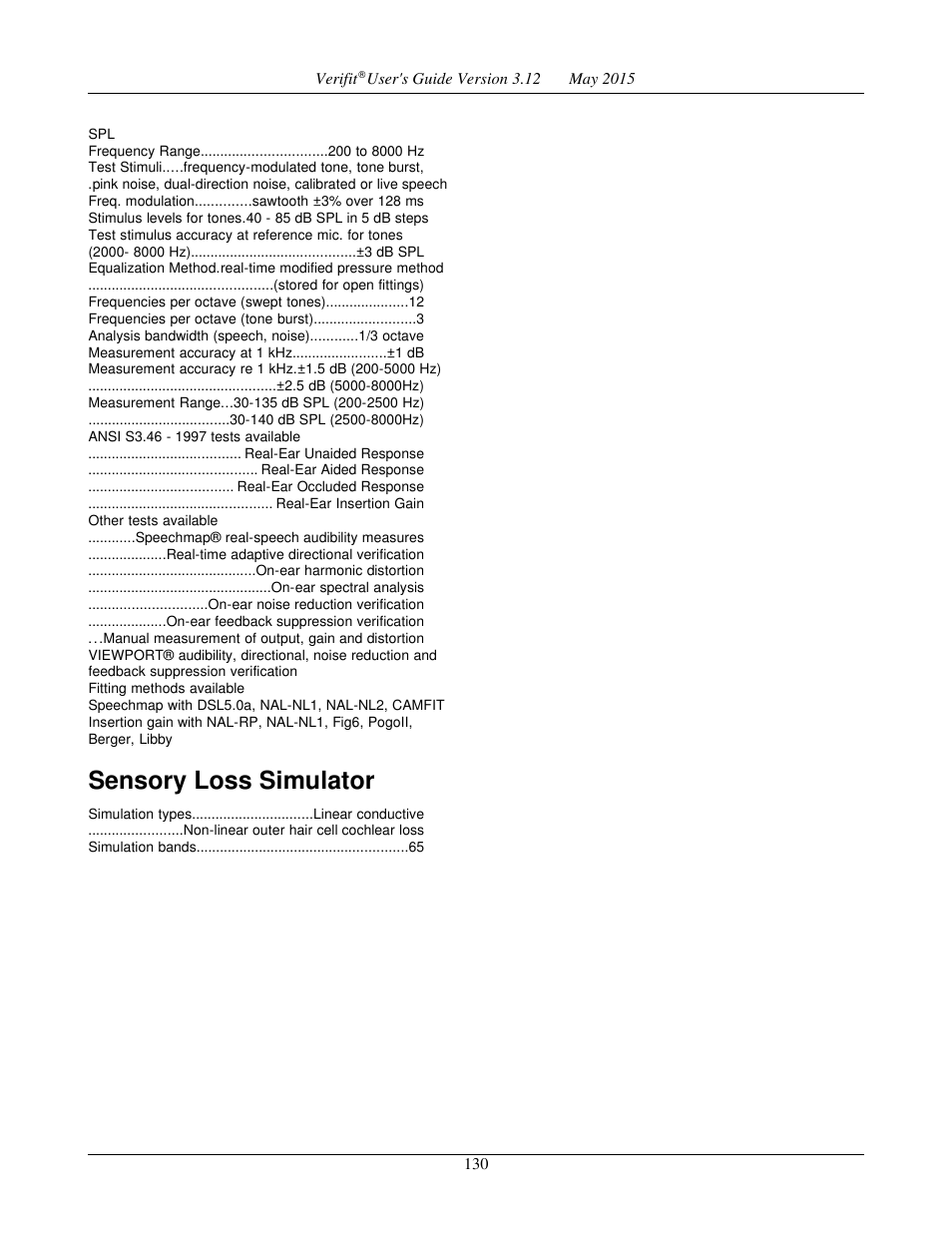 Sensory loss simulator | Audioscan Verifit User Manual | Page 130 / 155