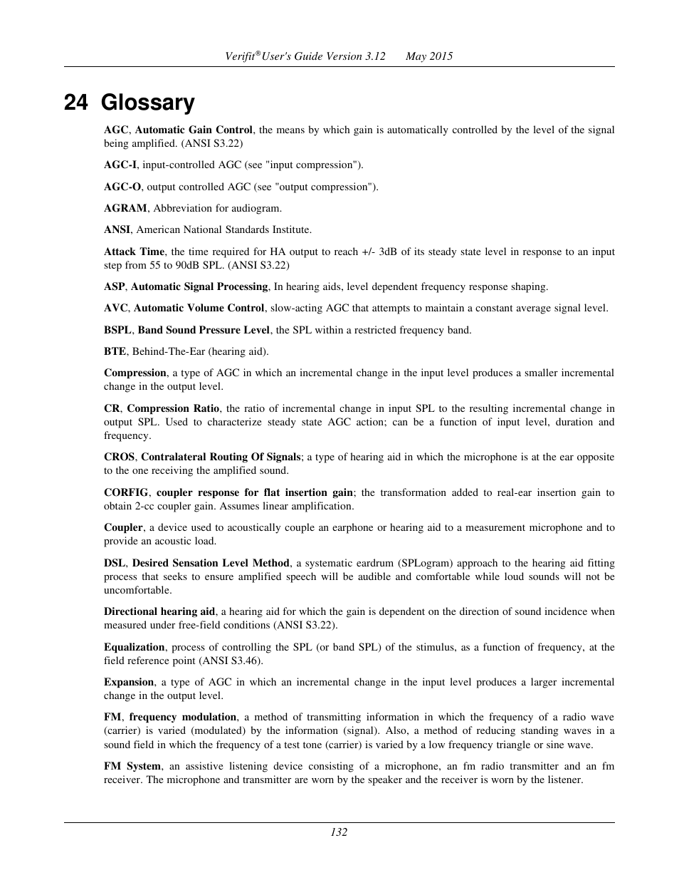 24 glossary | Audioscan Verifit User Manual | Page 132 / 155