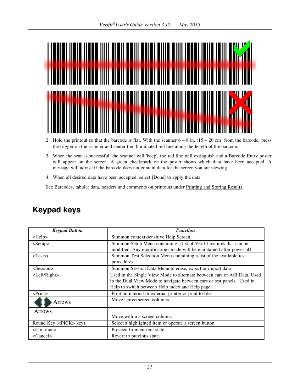 Keypad keys | Audioscan Verifit User Manual | Page 21 / 155