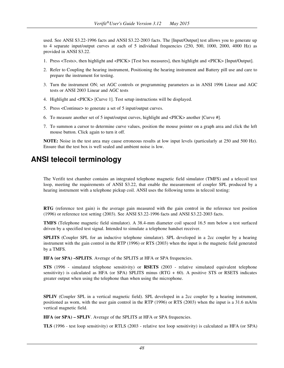 Ansi telecoil terminology | Audioscan Verifit User Manual | Page 48 / 155