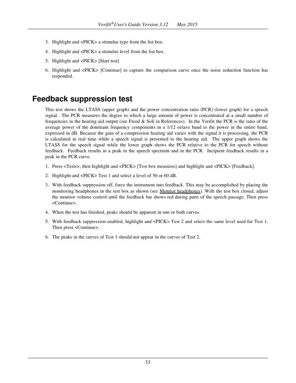 Feedback suppression test | Audioscan Verifit User Manual | Page 53 / 155