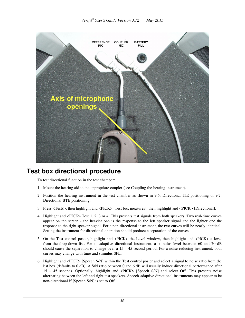 Test box directional procedure | Audioscan Verifit User Manual | Page 56 / 155