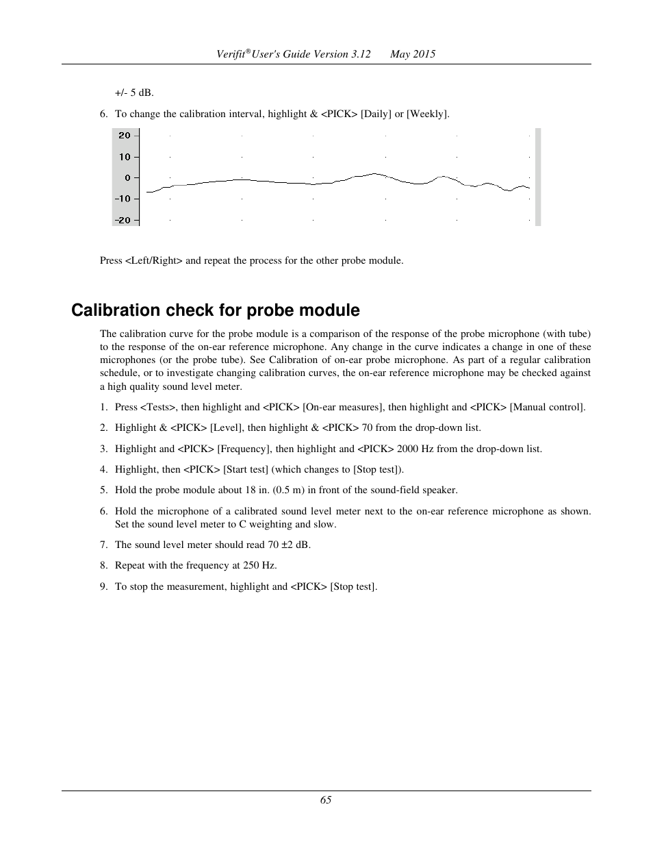 Calibration check for probe module | Audioscan Verifit User Manual | Page 65 / 155