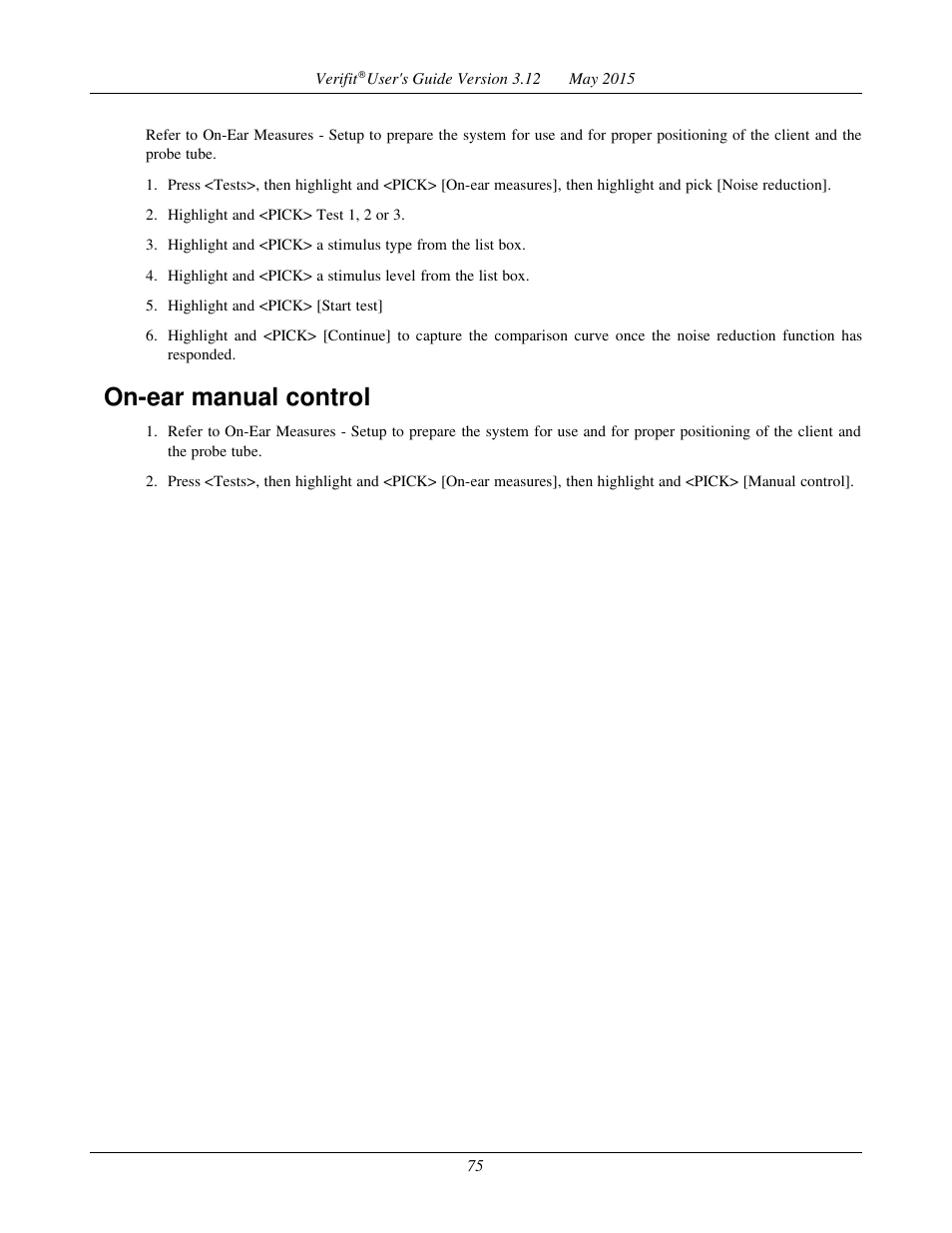 On-ear manual control | Audioscan Verifit User Manual | Page 75 / 155