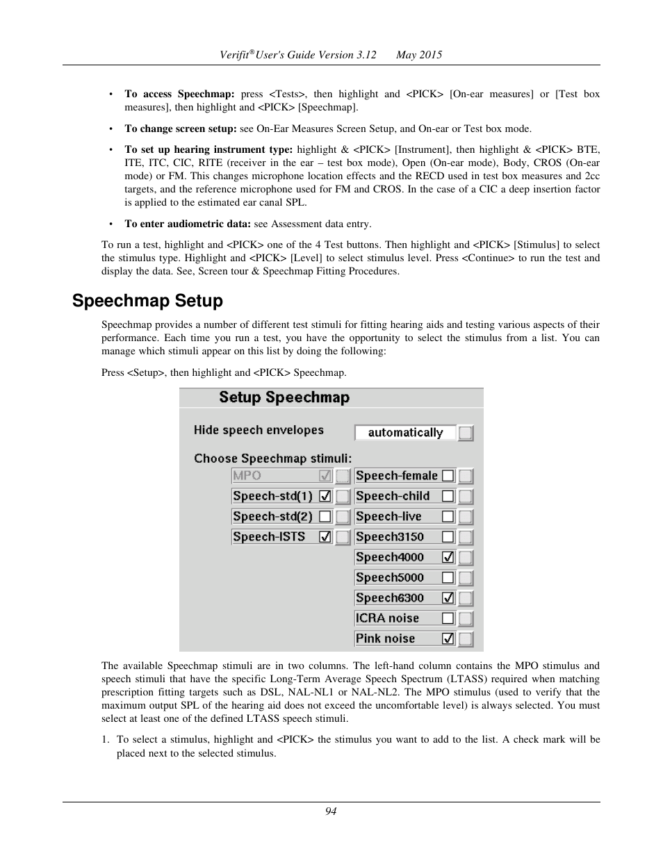 Speechmap setup | Audioscan Verifit User Manual | Page 94 / 155