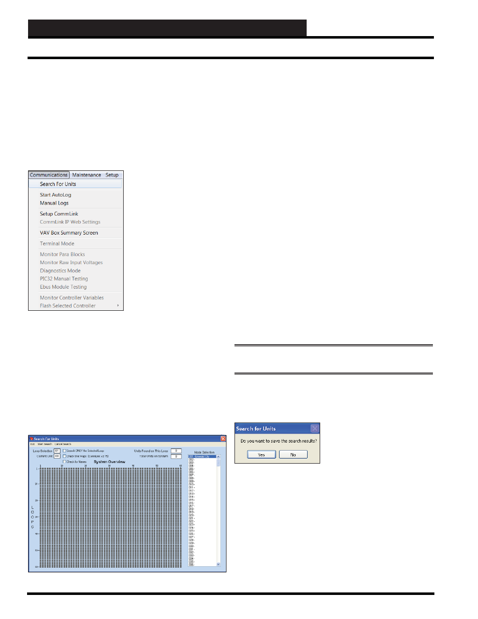 Step 5: searching for installed units, Unit search step 5: searching for installed units | Auto-Zone Control Systems Prism 2 Graphical Interface Technical Guide (Version 01J) User Manual | Page 20 / 52