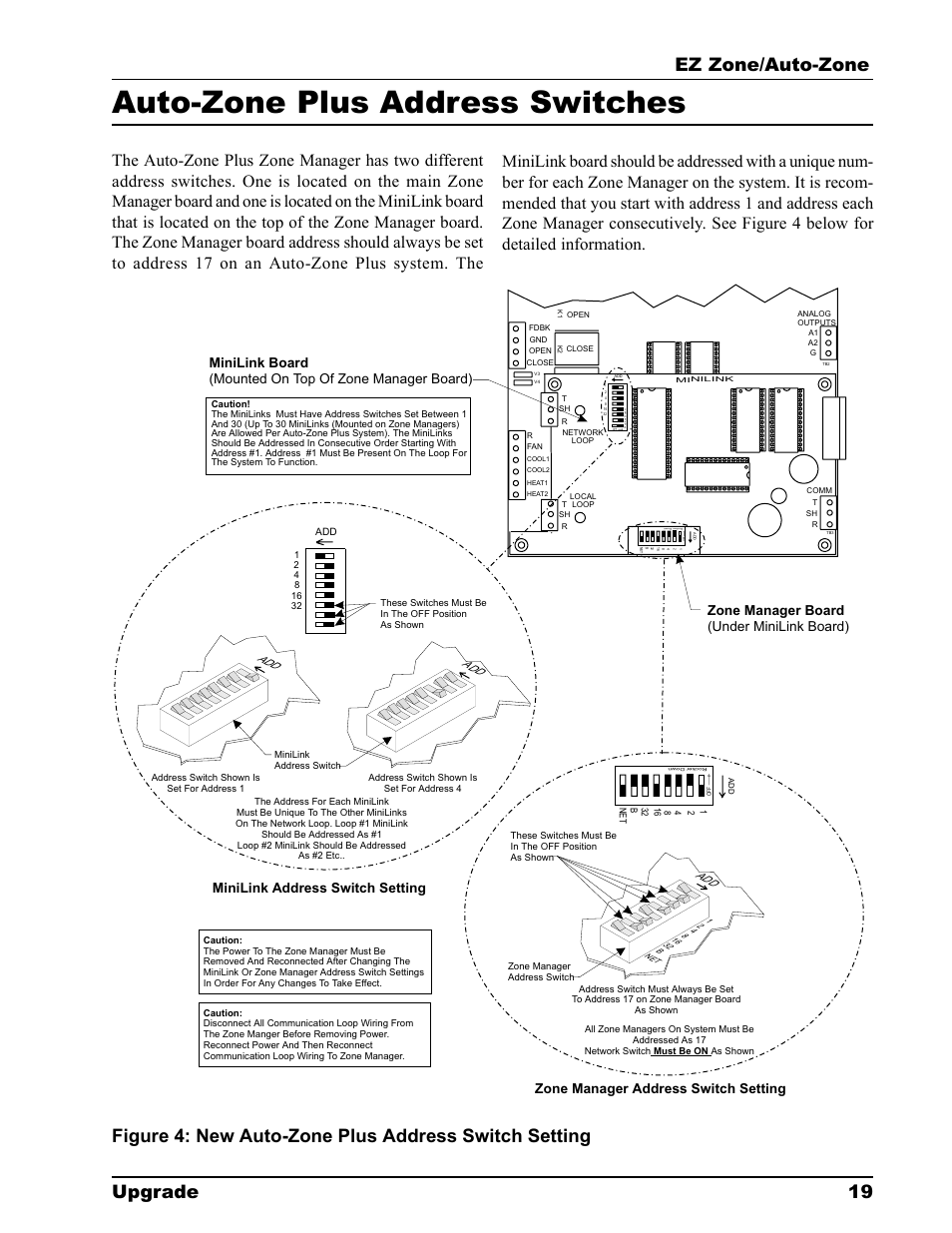 Auto-zone plus address switches, Ez zone/auto-zone upgrade 19 | Auto-Zone Control Systems EZ-Zone to Auto-Zone Upgrade Guide (Version 01C) User Manual | Page 19 / 34