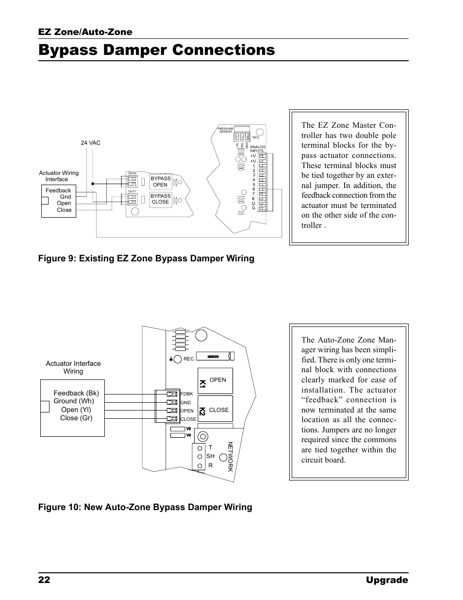 Bypass damper connections, Figure 9: existing ez zone bypass damper wiring | Auto-Zone Control Systems EZ-Zone to Auto-Zone Upgrade Guide (Version 01C) User Manual | Page 22 / 34