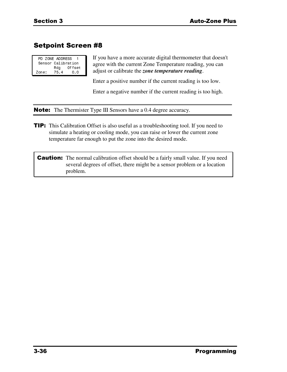 Setpoint screen #8 | Auto-Zone Control Systems Auto-Zone Plus Systems Installation & Operation (Version 03A) User Manual | Page 122 / 210