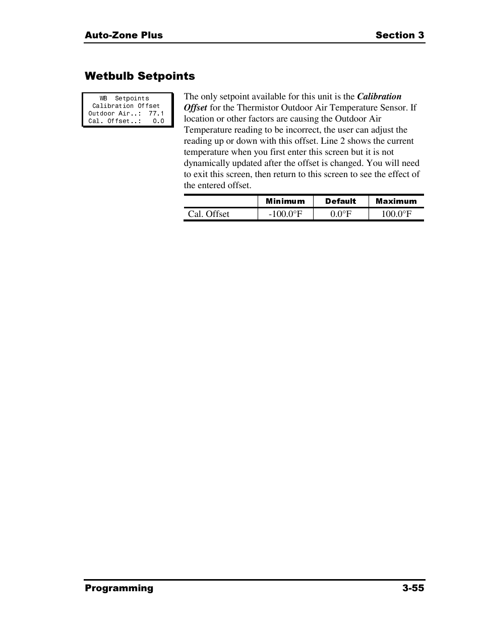 Minimum default maximum, Wetbulb setpoints | Auto-Zone Control Systems Auto-Zone Plus Systems Installation & Operation (Version 03A) User Manual | Page 141 / 210