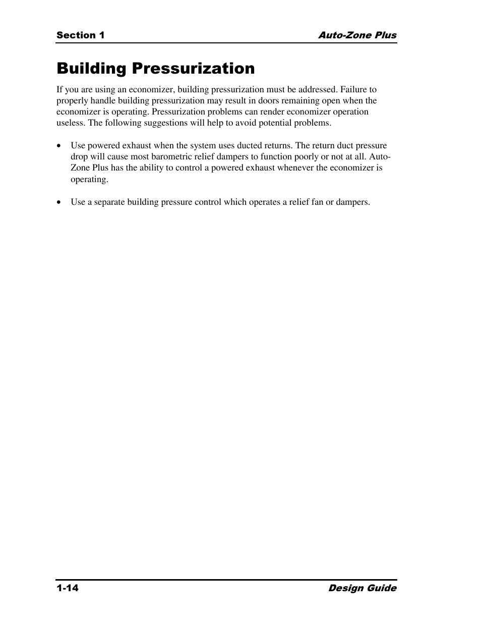 Building pressurization | Auto-Zone Control Systems Auto-Zone Plus Systems Installation & Operation (Version 03A) User Manual | Page 18 / 210