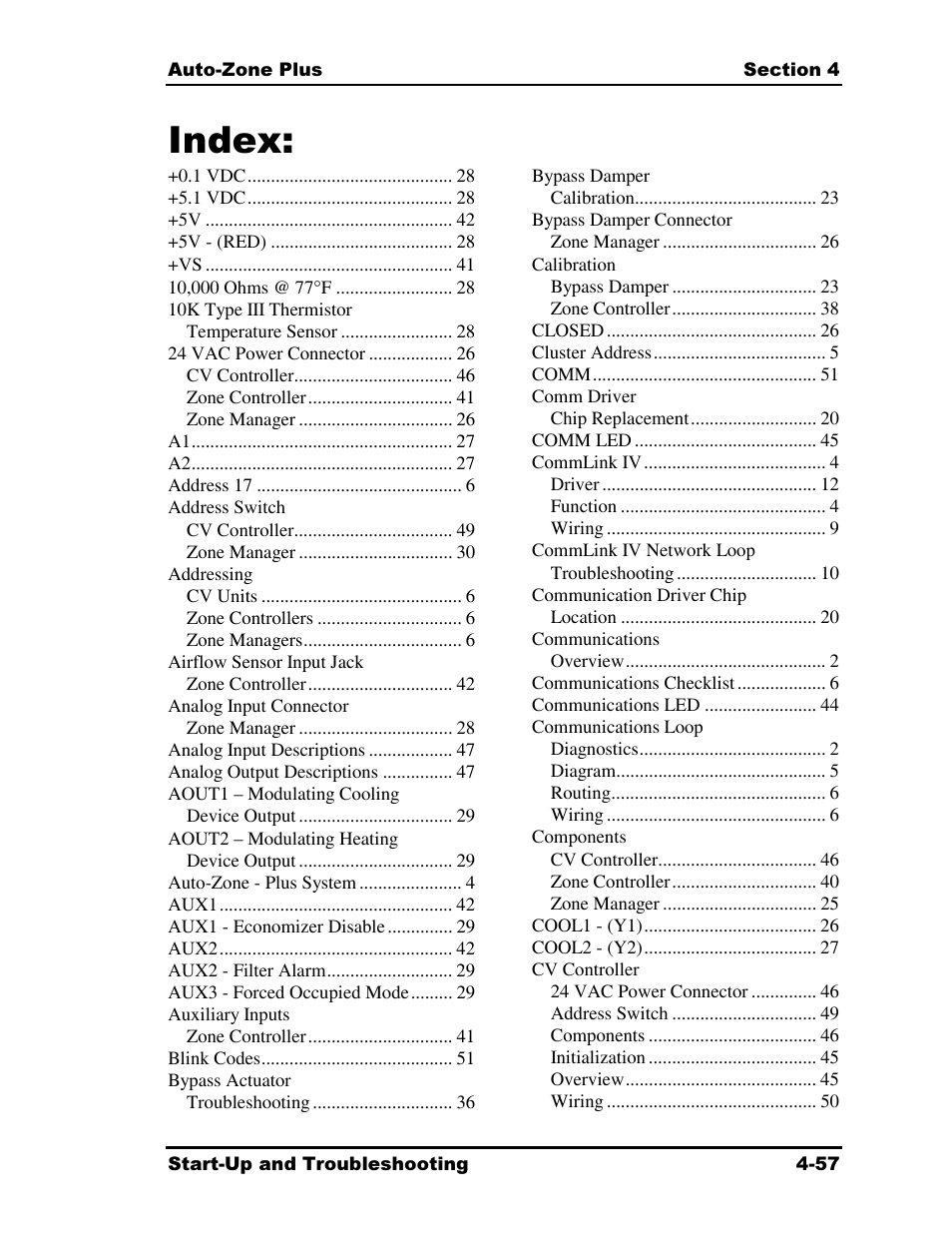 Index | Auto-Zone Control Systems Auto-Zone Plus Systems Installation & Operation (Version 03A) User Manual | Page 207 / 210