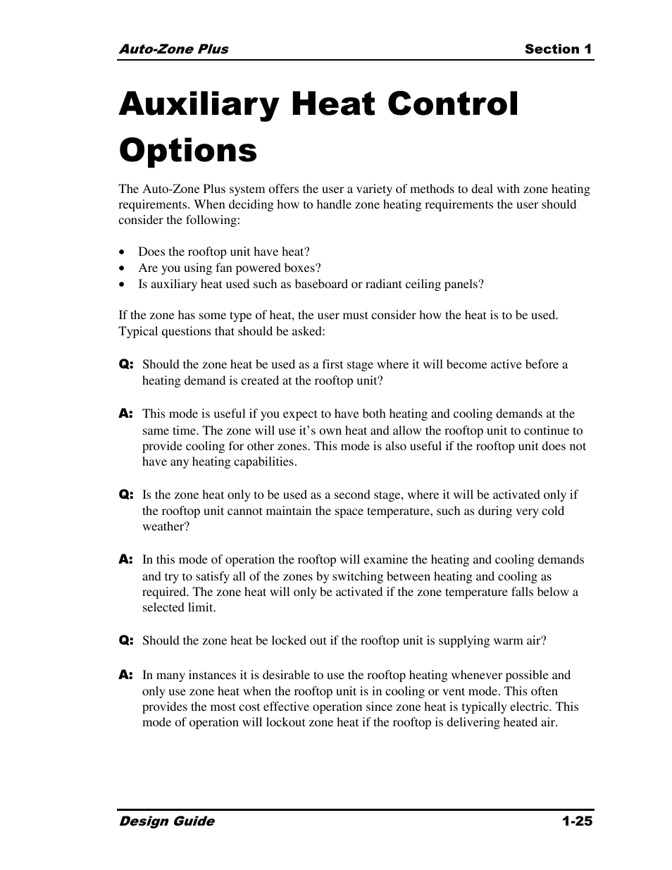 Auxiliary heat control options | Auto-Zone Control Systems Auto-Zone Plus Systems Installation & Operation (Version 03A) User Manual | Page 29 / 210