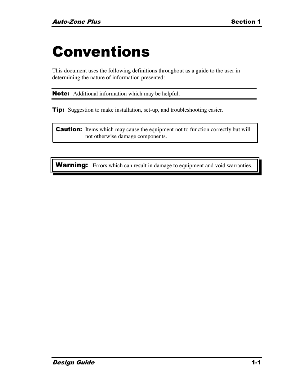 Conventions | Auto-Zone Control Systems Auto-Zone Plus Systems Installation & Operation (Version 03A) User Manual | Page 5 / 210