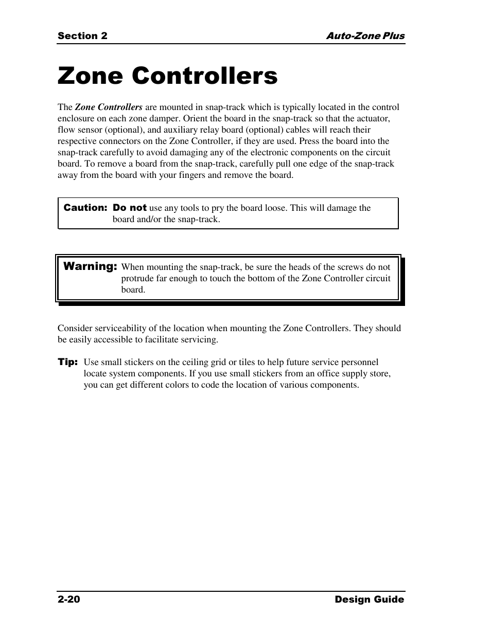Zone controllers | Auto-Zone Control Systems Auto-Zone Plus Systems Installation & Operation (Version 03A) User Manual | Page 52 / 210