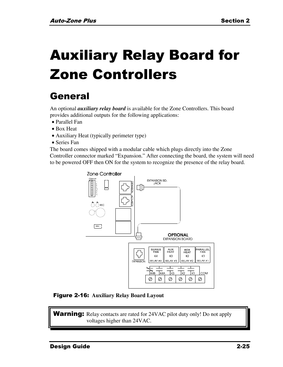 Auxiliary relay board for zone controllers, General | Auto-Zone Control Systems Auto-Zone Plus Systems Installation & Operation (Version 03A) User Manual | Page 57 / 210