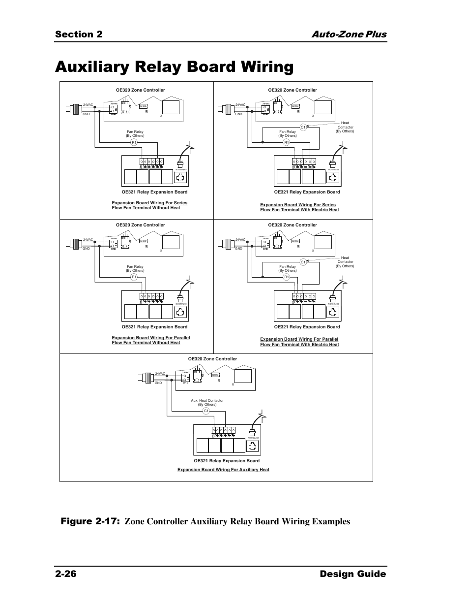 Auxiliary relay board wiring, Plus 2-26 design guide | Auto-Zone Control Systems Auto-Zone Plus Systems Installation & Operation (Version 03A) User Manual | Page 58 / 210