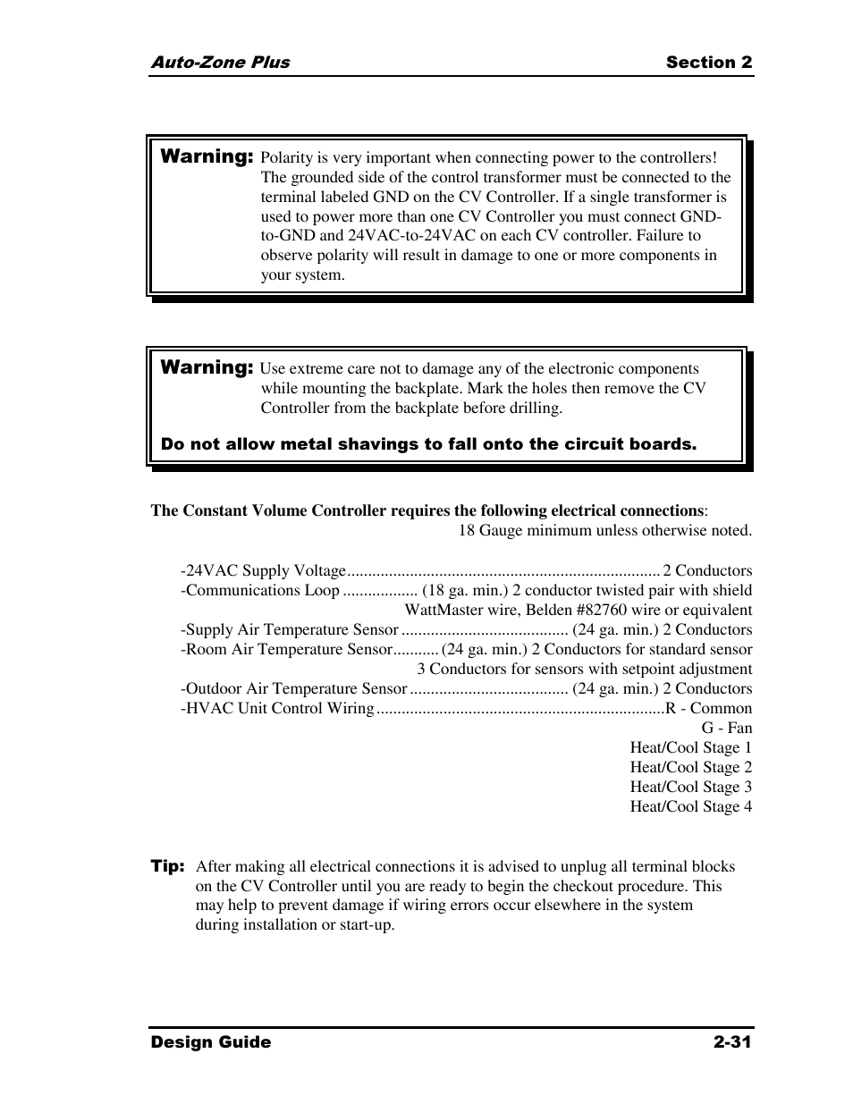 Auto-Zone Control Systems Auto-Zone Plus Systems Installation & Operation (Version 03A) User Manual | Page 63 / 210