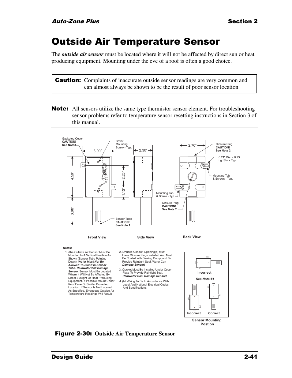 Outside air temperature sensor | Auto-Zone Control Systems Auto-Zone Plus Systems Installation & Operation (Version 03A) User Manual | Page 73 / 210