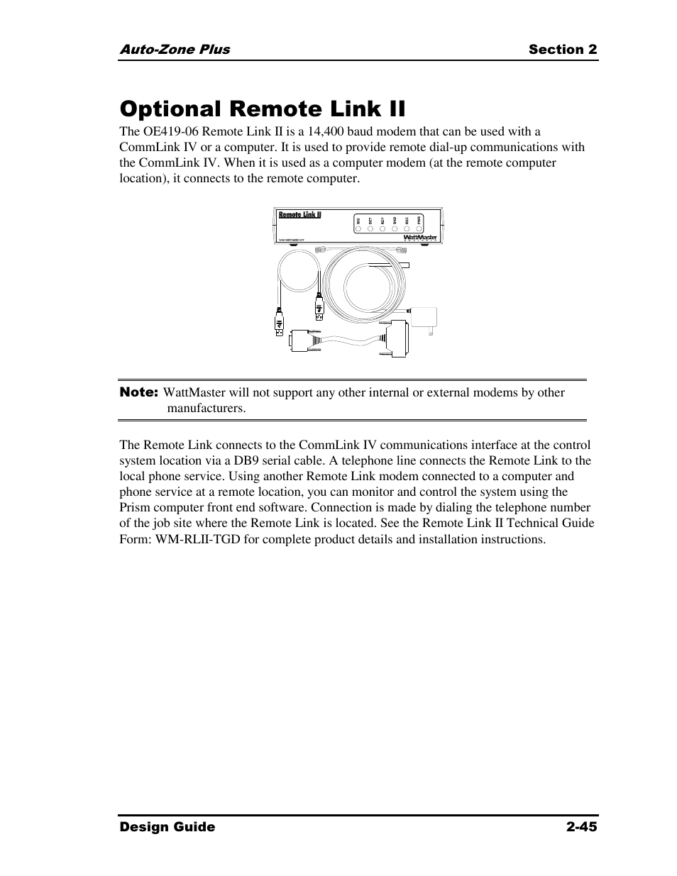 Optional remote link ii | Auto-Zone Control Systems Auto-Zone Plus Systems Installation & Operation (Version 03A) User Manual | Page 77 / 210