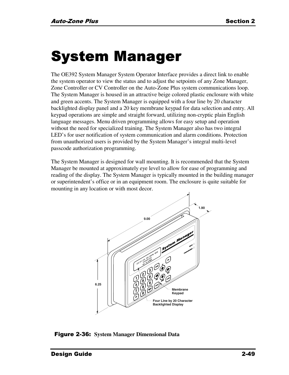 System manager | Auto-Zone Control Systems Auto-Zone Plus Systems Installation & Operation (Version 03A) User Manual | Page 81 / 210