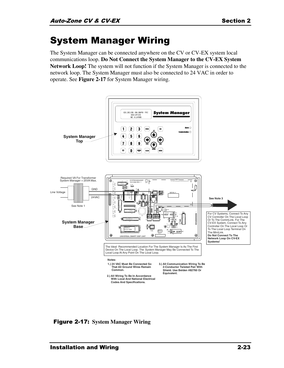 System manager wiring, Figure 2-17: system manager wiring, Ph il ips | System manager top, System manager base | Auto-Zone Control Systems Auto-Zone CV & CV-EX Systems Installation & Operation (Version 01C) User Manual | Page 35 / 120