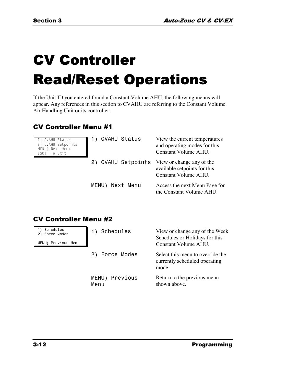 Cv controller read/reset operations | Auto-Zone Control Systems Auto-Zone CV & CV-EX Systems Installation & Operation (Version 01C) User Manual | Page 56 / 120