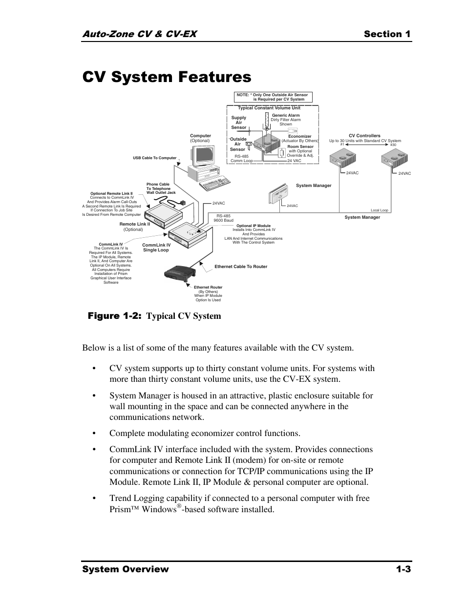 Cv system features, Based software installed | Auto-Zone Control Systems Auto-Zone CV & CV-EX Systems Installation & Operation (Version 01C) User Manual | Page 7 / 120