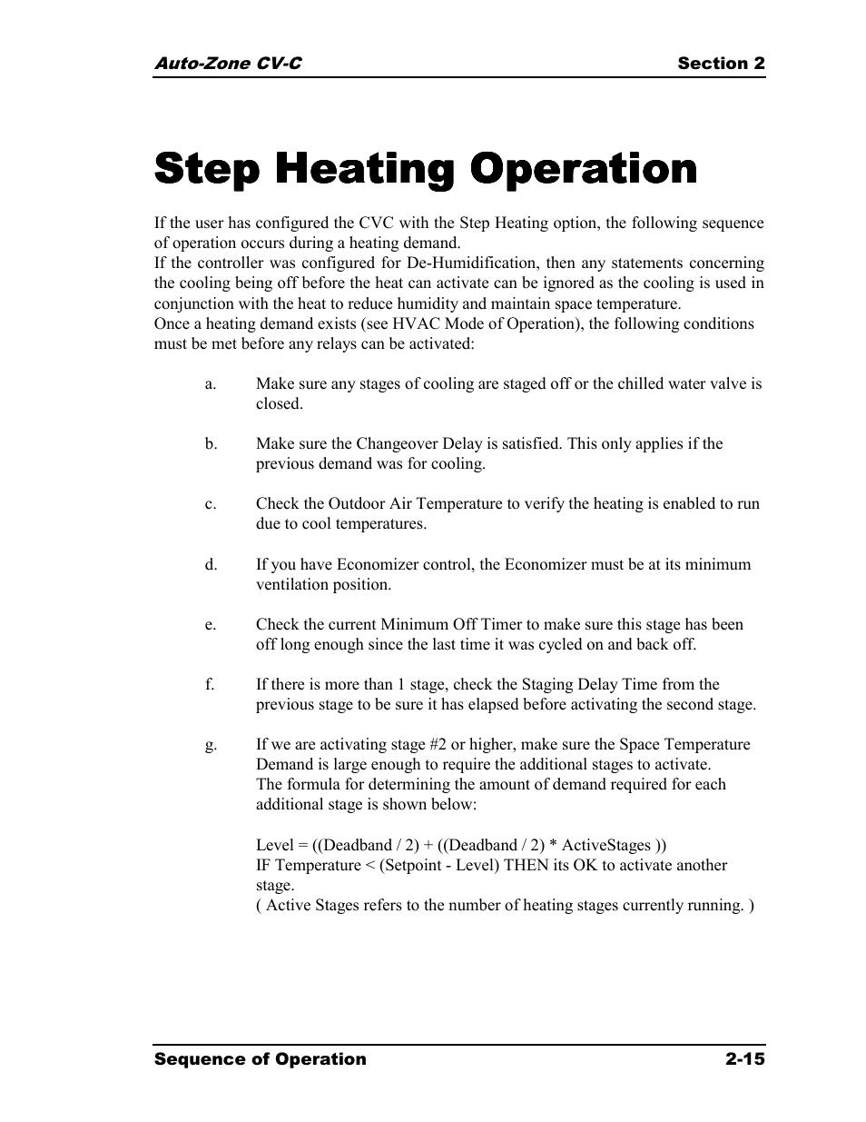 Step heating operation | Auto-Zone Control Systems Auto-Zone CV-C Controller Installation Guide (Version 01A) User Manual | Page 25 / 42