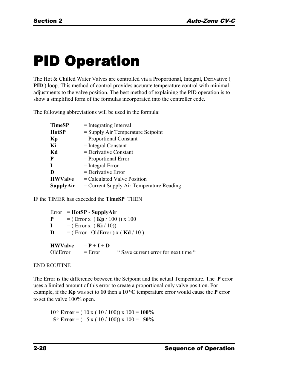 Pid operation | Auto-Zone Control Systems Auto-Zone CV-C Controller Installation Guide (Version 01A) User Manual | Page 38 / 42