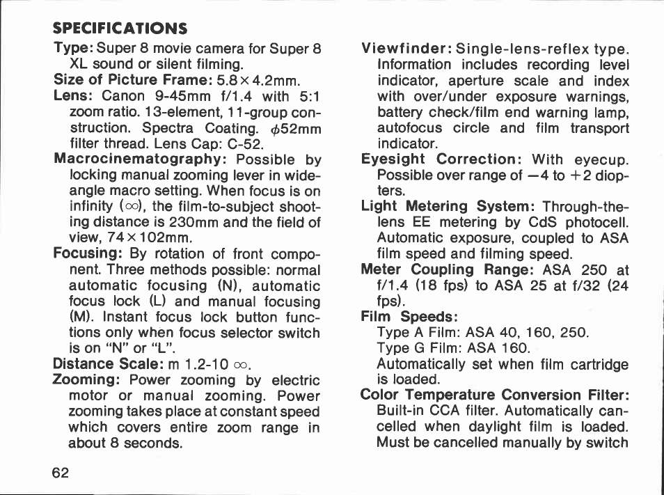 Canon AF514XL-S User Manual | Page 62 / 121