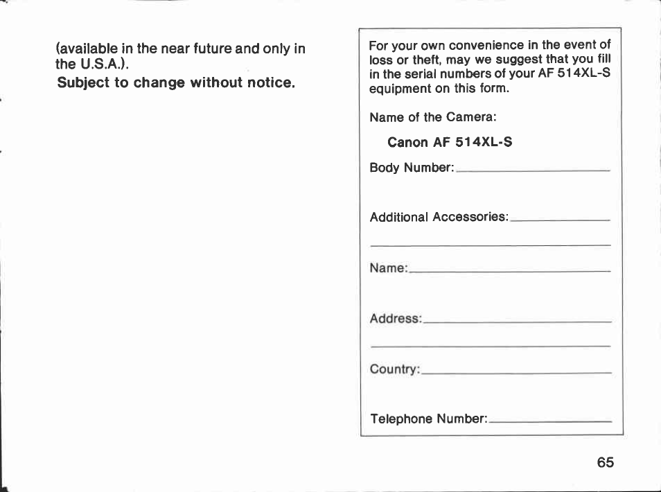 Canon AF514XL-S User Manual | Page 67 / 121