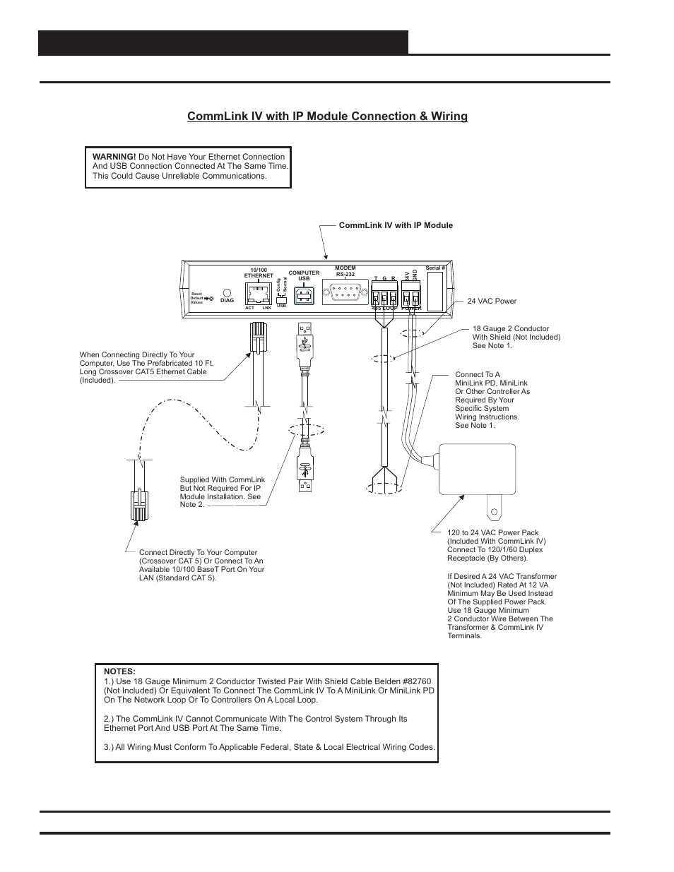 Ip module, Commlink iv with ip module connections and wiring, 10 technical guide | Commlink iv with ip module connection & wiring | Auto-Zone Control Systems IP Module Kit Installation Guide for the IP Module Kit Used with CommLink IV & 5 (Version 01N) User Manual | Page 10 / 20