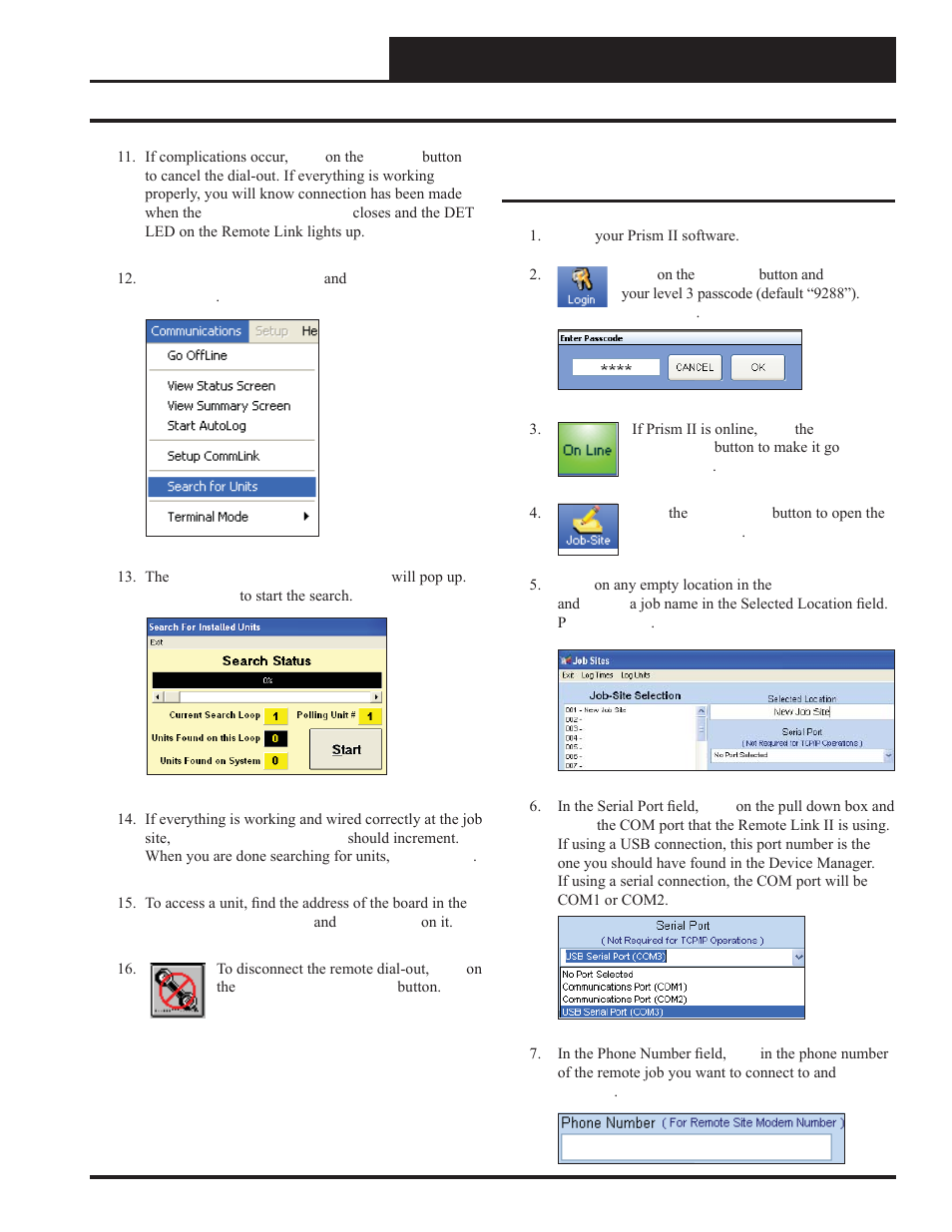 Remote link ii technical guide, Prism ii setup instructions for remote dial-out, Prism ii setup for remote dial- out | Auto-Zone Control Systems Remote Link II Technical Guide, Installation Instructions for the Remote Link II Modem (Version 01C) User Manual | Page 13 / 20