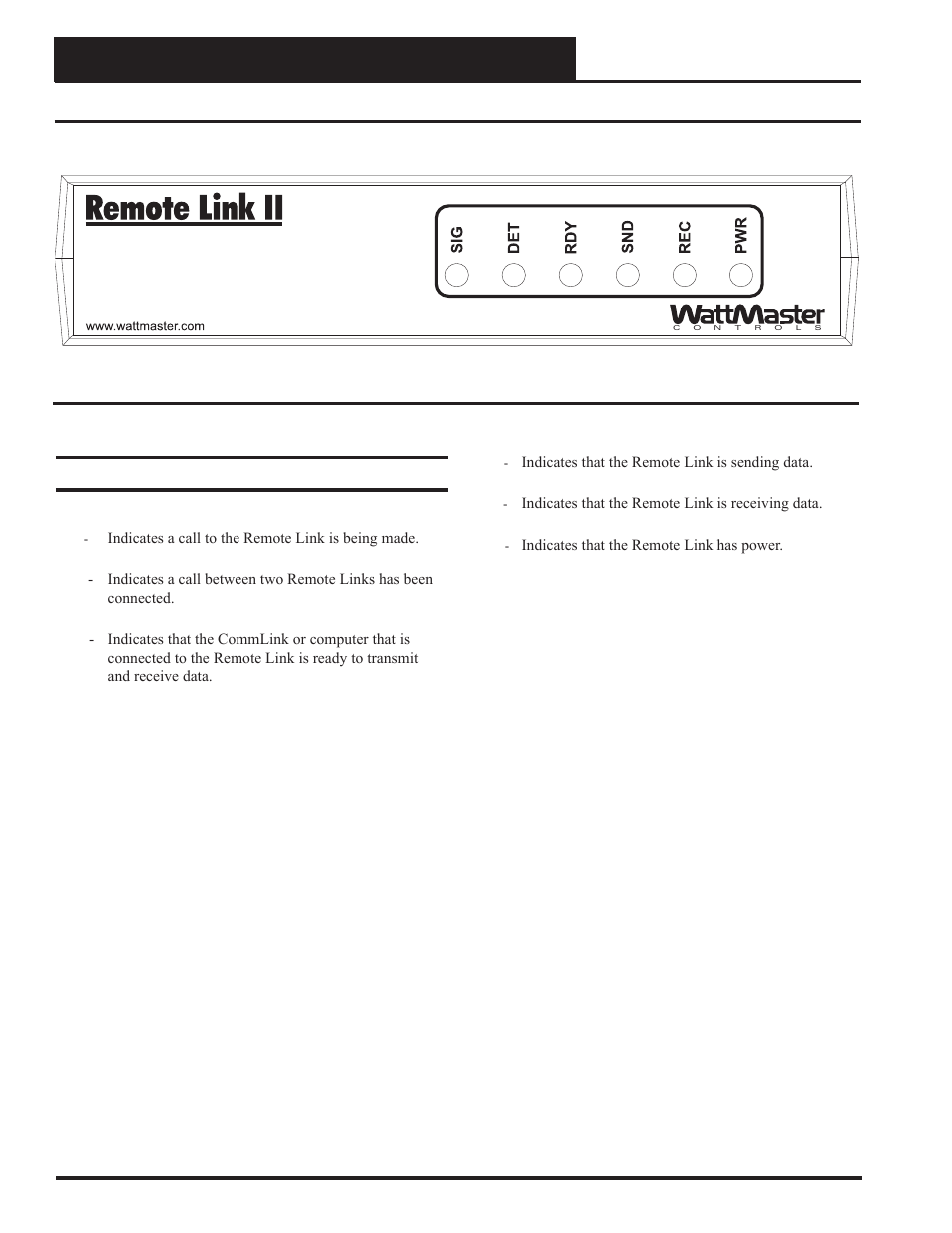 Remote link ii technical guide, Remote link ii led descriptions, 16 operator interface | Led descriptions | Auto-Zone Control Systems Remote Link II Technical Guide, Installation Instructions for the Remote Link II Modem (Version 01C) User Manual | Page 16 / 20